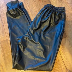 Faux leather joggers